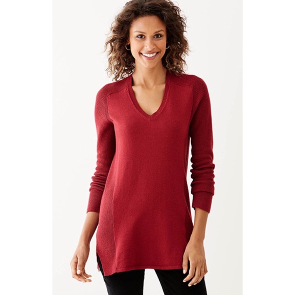J Jill Mixed Knit Vneck Ashley Tunic 
